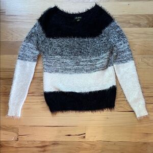 Cozy Women's Fuzzy Sweater in Black, Gray, and White